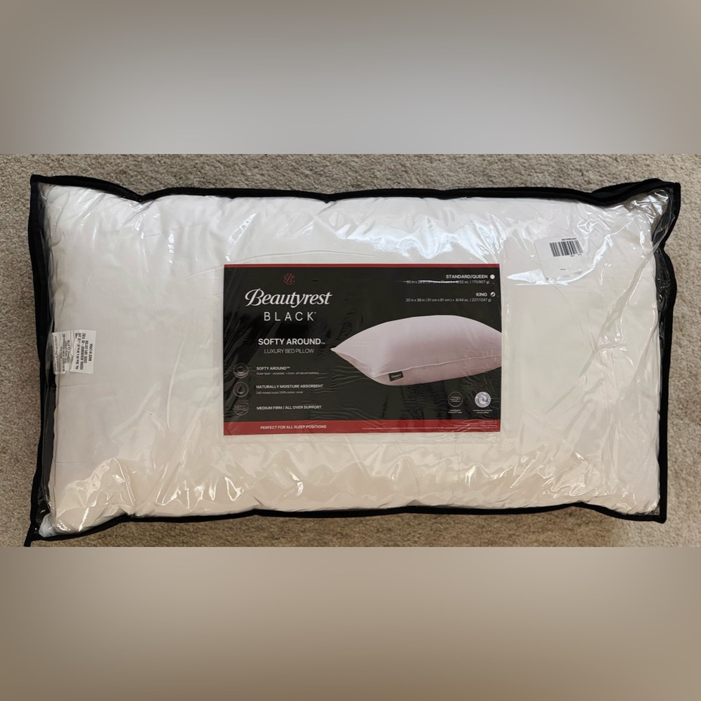 🎉LAST CHANCE🎉BEAUTYREST BLACK Luxurious 20x36 Down And Feather Blend Pillow